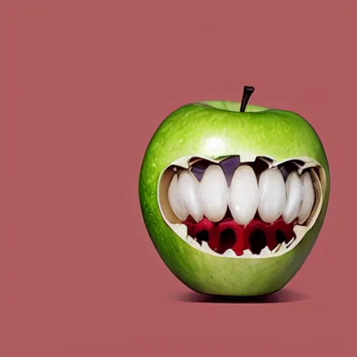 Image similar to apple with teeth