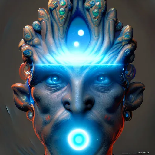 Image similar to Cosmic deity of chaos, hyperdetailed, artstation, cgsociety, 8k