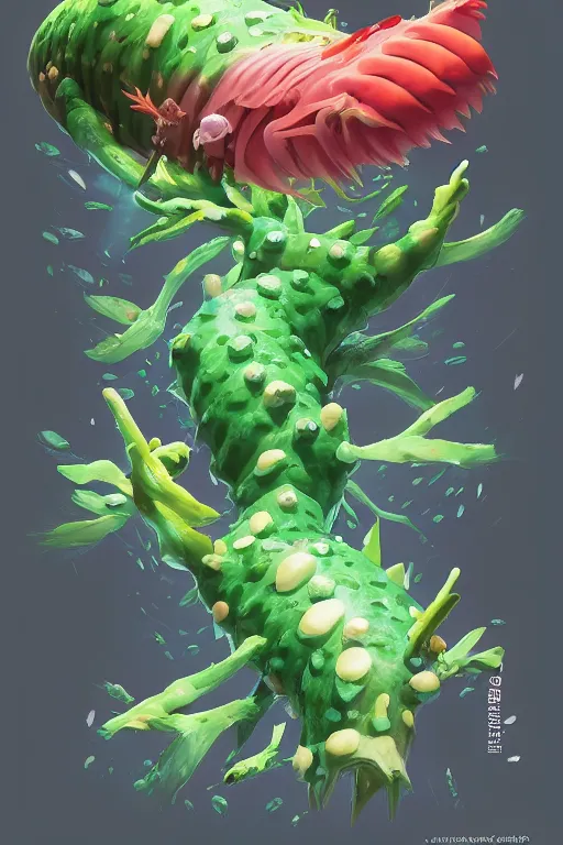 Image similar to 3 d render creature animal sushi cristal very big eye roots cactus elemental flush of force nature micro world fluo fishscale, comics gta 5 cover, official fanart behance hd artstation by jesper ejsing, by rhads, makoto shinkai and lois van baarle, ilya kuvshinov, ossdraws