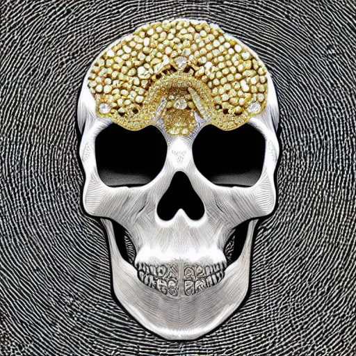 Image similar to skull covered with diamonds, highly detailed