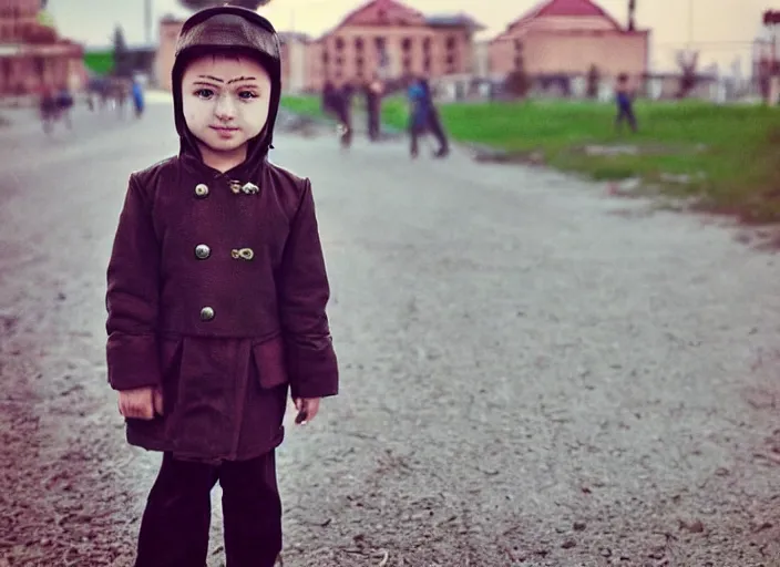 Image similar to professional fine details photo portrait of kid from kazan, tatarstan kid in the postsoviet suburbia, iphone detailed photo, instagram