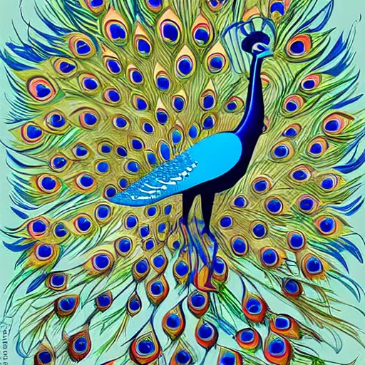 magical peacock bird illustration by bijou karman, | Stable Diffusion ...