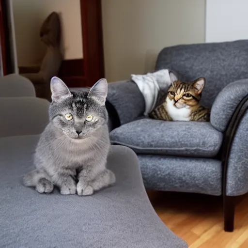 Image similar to a gray chair with a cat on it