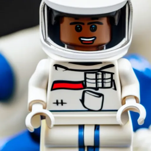 Image similar to closeup shot of lego astronaut that looks kind of like 2 1 savage ( eos 5 ds r, iso 1 0 0, f / 8, 1 / 1 2 5, 8 4 mm, postprocessed, bokeh )