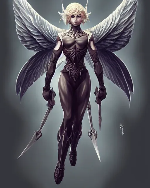 Image similar to 3 / 4 view of vladimir putin with wings, confident pose, pixie character, video game genshin impact, cell shaded anime intricate, elegant, sharp focus, illustration, highly detailed, concept art, matte, magali villeneuve, artgerm, anime, trending on artstation