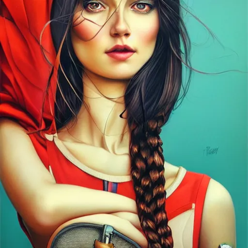 Prompt: Stockholm city portrait, Spanish girl, Pixar style, by Tristan Eaton Stanley Artgerm and Tom Bagshaw.