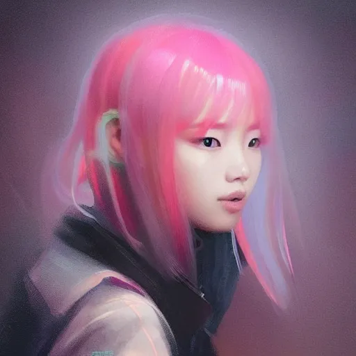 Image similar to “ a portrait of korean lisa from blackpink, rainy background, pink bright art masterpiece artstation. 8 k, sharp high quality artwork in style of jose daniel cabrera pena and greg rutkowski, concept art by tooth wu, hearthstone card game artwork. ”