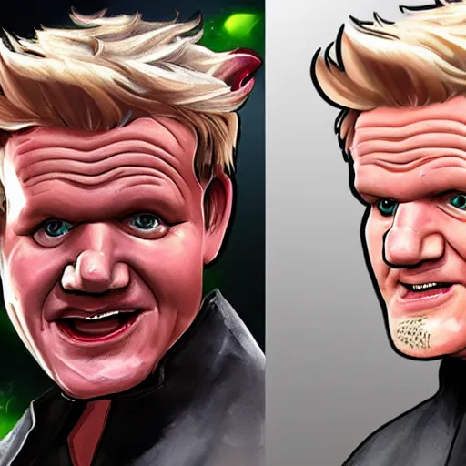 Prompt: Gordon Ramsay as a character in the game League of Legends, with a background based on the game League of Legends, detailed face