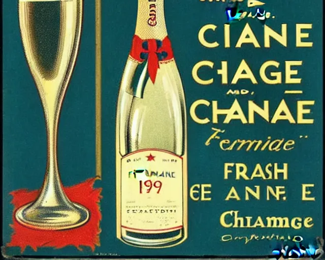 Prompt: vintage, champagne. can can, french, realistic, cheerful, 1 9 0 2