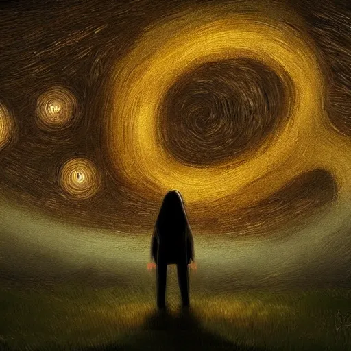 Image similar to an island shape like a person, Starry night, Digital art, Concept art, Cute,