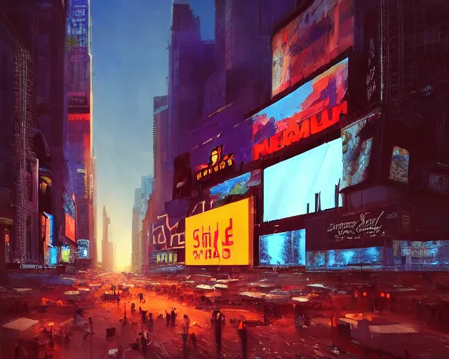 Image similar to new york city the times square in front big desert, atmospheric lighting. by makoto shinkai, stanley artgerm lau, wlop, rossdraws, james jean, andrei riabovitchev, marc simonetti, krenz cushart, sakimichan, d & d trending on artstation, digital art.