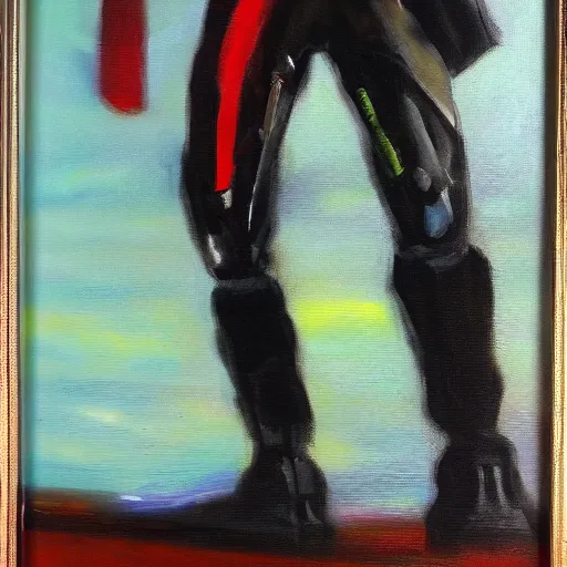 Prompt: standing at the edge of tomorrow, oil painting, matte