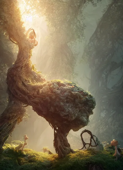 Image similar to preschool - nebular biomechanical incredible hair, crystalline masterpiece incrustations, hyperdetailed face, childrens textless storybook illustration, elegant pose, movie still, intricate, octane render, cinematic forest lighting, cgsociety, unreal engine, crepuscular rays, god rays, caustic shadows lighting,