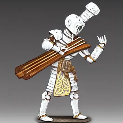 Prompt: d & d character art warforged white porcelain ceramic, kintsugi repair. carrying a hurdy - gurdy. thin, androgynous : : fantasy character art of a mechanical person, high quality, trending on artstation 4 k