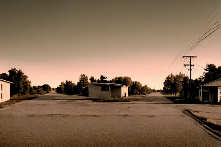 Prompt: a detailed photographic render of a 1 9 5 0 s american suburb at sunset by todd hido, photoreal, 4 k