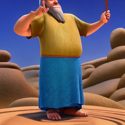 Image similar to Moses from the Bible as seen in Disney Pixar's Up (2009)