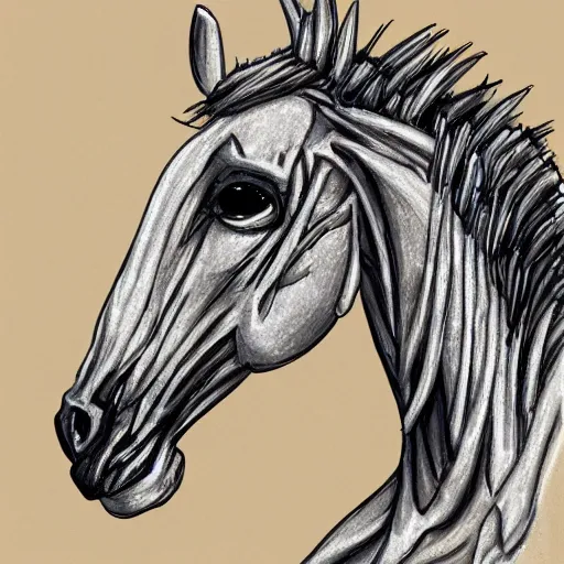 Image similar to a skeleton horse,digital sketch