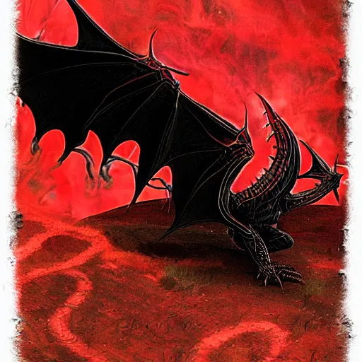 Image similar to red dragon blocking black smoke by rj palmer