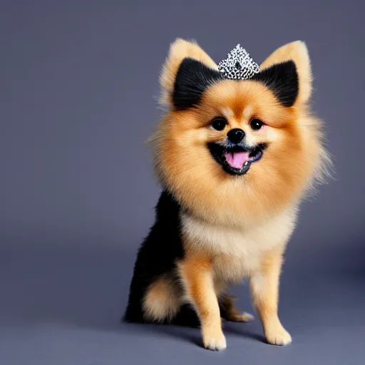 Image similar to photo of a pomeranian wearing a crown