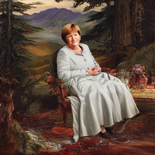 Prompt: a portrait of Angela Merkel in a scenic environment by Christensen, James C.