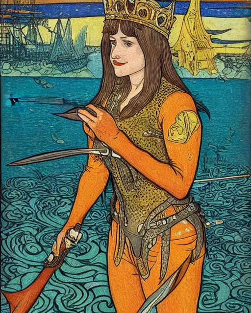 Image similar to a shark queen with melee weapons by ivan bilibin