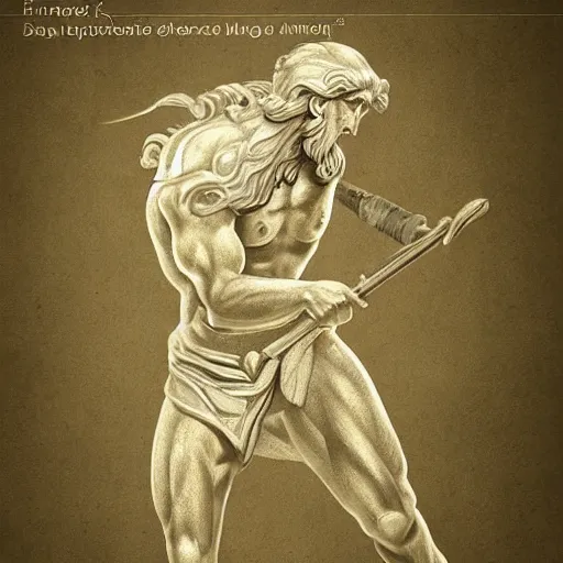 Prompt: ancient Greek philosopher casting magic missile, DnD trending on artstation