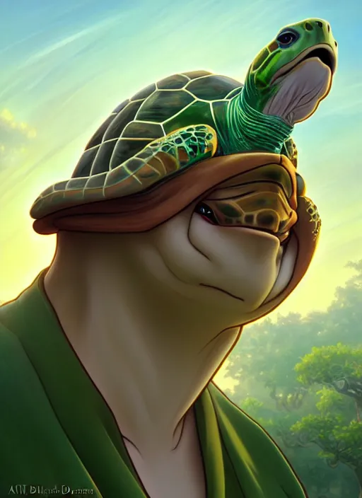 Image similar to elegant fantasy turtle with a horses head. natural lighting, path traced, highly detailed, high quality, digital painting, by don bluth and ross tran and studio ghibli and alphonse mucha, artgerm