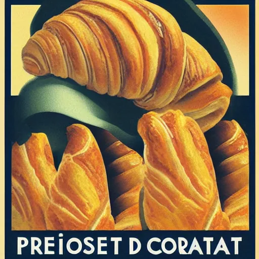 Prompt: croissant propaganda poster