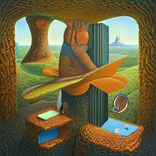 Image similar to a painting of a person, a surrealist painting by jacek yerka, cgsociety, fantastic realism, surrealist, detailed painting