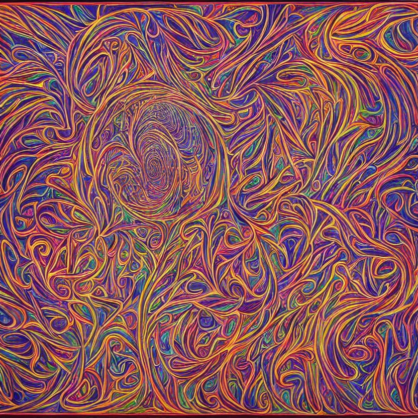 Image similar to mise en abyme, by alex grey
