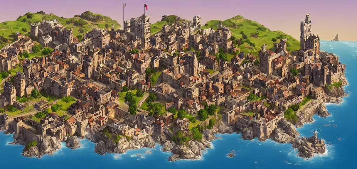 Image similar to “ the city of king's landing from game of thrones, but in the style of fortnite, digital art, award winning ”