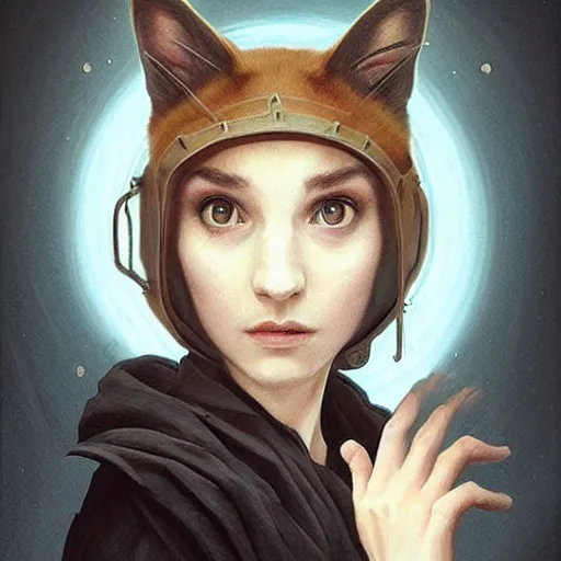 Image similar to portrait of a dystopian cute caracal wearing an outfit inspired by the handmaid ’ s tale ( 2 0 1 7 ), intricate, headshot, highly detailed, digital painting, artstation, concept art, sharp focus, cinematic lighting, digital painting, art by artgerm and greg rutkowski, alphonse mucha, cgsociety