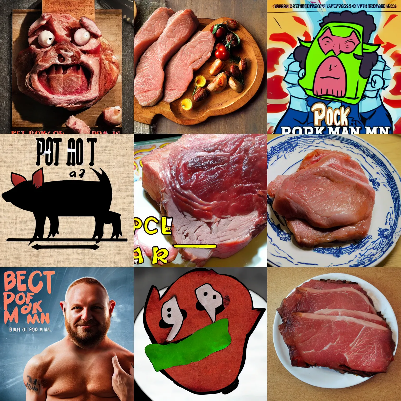 Prompt: piece of pork-man