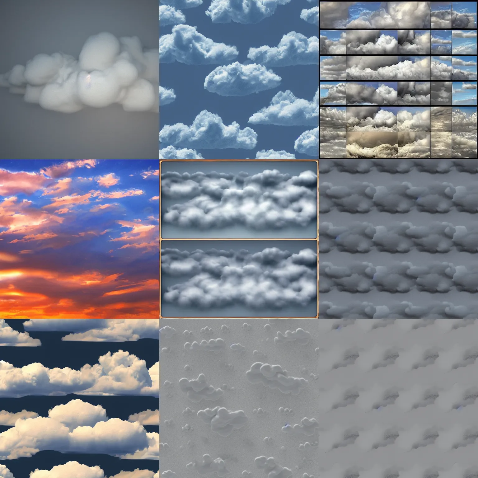Prompt: a seamless normal map of clouds. 4 k, professionally done, trending on textures. com, detailed.