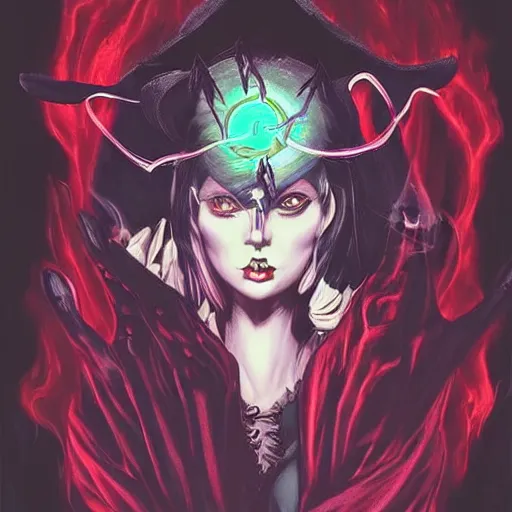 Prompt: a goth witch guy casting spells, by jamie hewlett and artgerm, aesthetic,