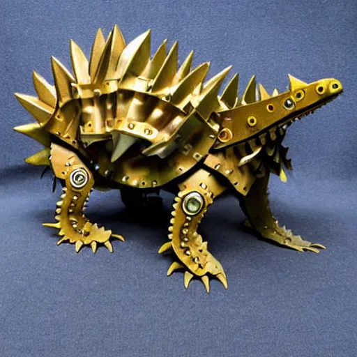 Prompt: steampunk stegosaurus