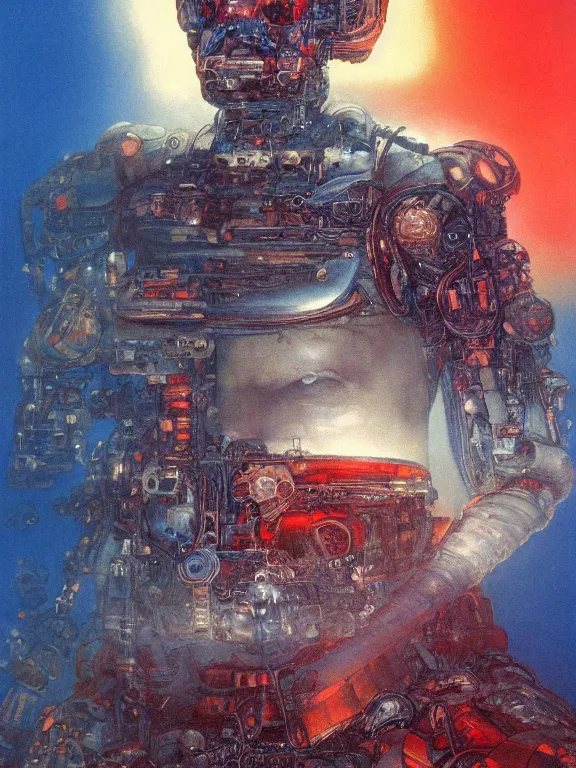 Prompt: closeup portrait of a transparent cyborg ( hamster ), crushed ship, cinematic light, backlight glow, red sky blue, mist, by mikhail vrubel, by philippe druillet, by peter elson, by gerald brom, muted colors, extreme detail, trending on artstation, 8 k