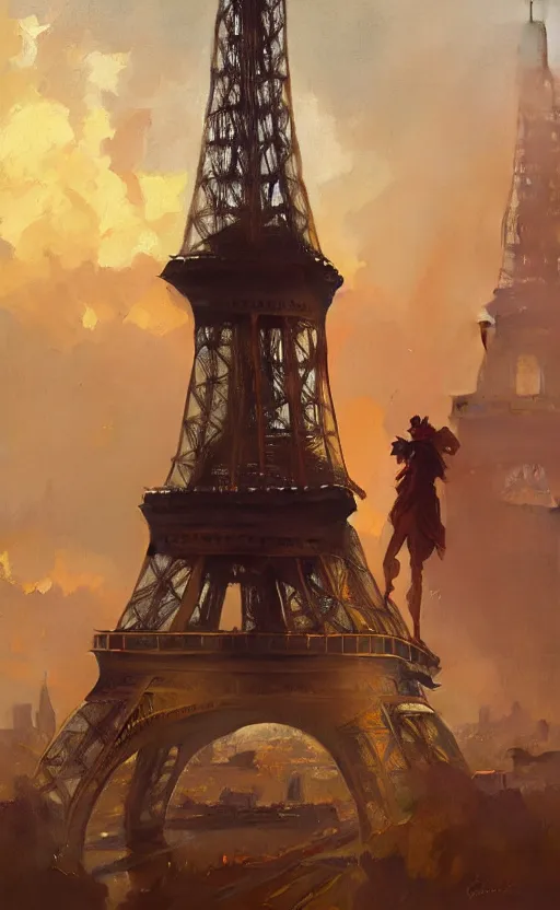 Prompt: a personification of the country france, eiffel tower, highly detailed, digital painting, artstation, concept art, sharp focus, illustration, art by greg rutkowski and alphonse mucha