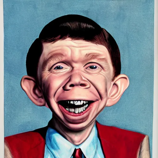 Image similar to portrait of alfred e neuman from mad magazine