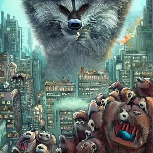 Prompt: I like how many of them look like giant raccoons destroying a city too. Bring on the giant city-destroying raccoons, the humans have had control for long enough.