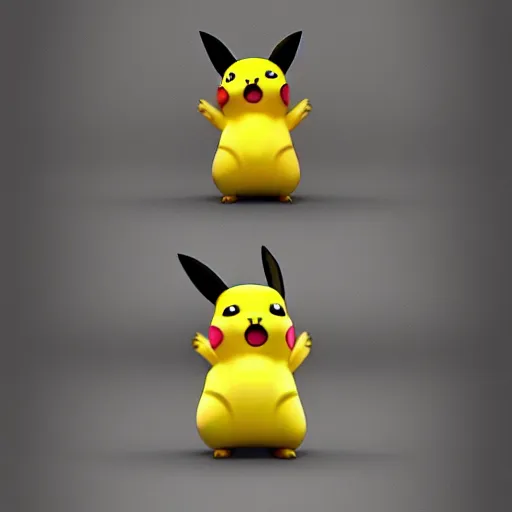 Image similar to a pikachu by studio ghibli, 3 d render, realistic