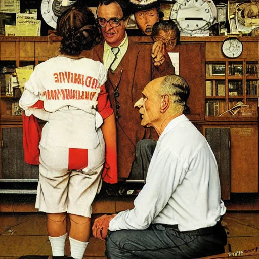Image similar to doctor and pepe the frog by norman rockwell