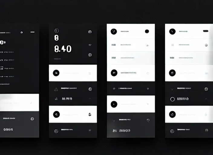 Image similar to a futuristic interface ui hud, 8 k, horizontal, sleek black and white