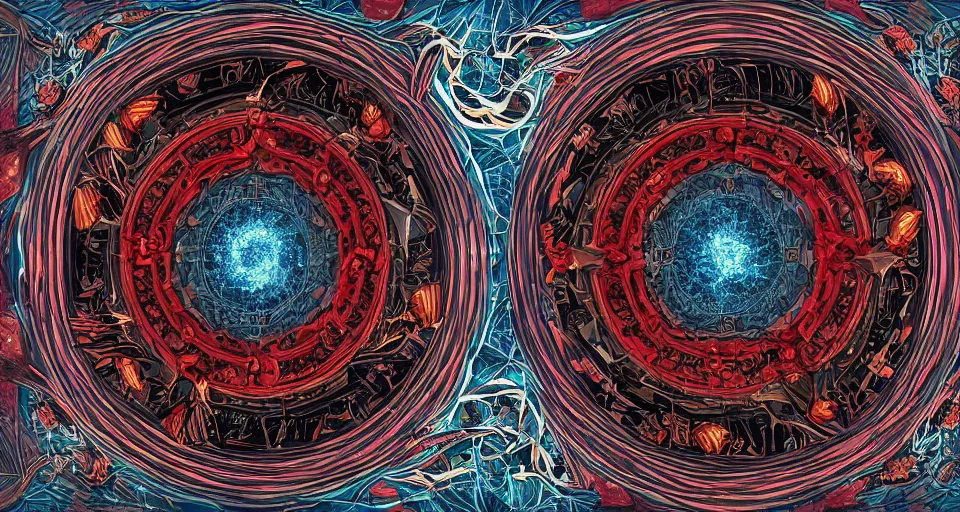 Image similar to vanishment of the gods, symmetrical, cinematic, end of an era, chaos, digital art