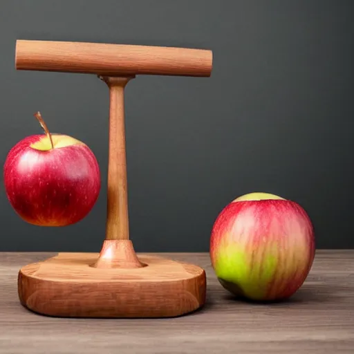 Image similar to set of balance scales with one apple in one side and one onion in the other