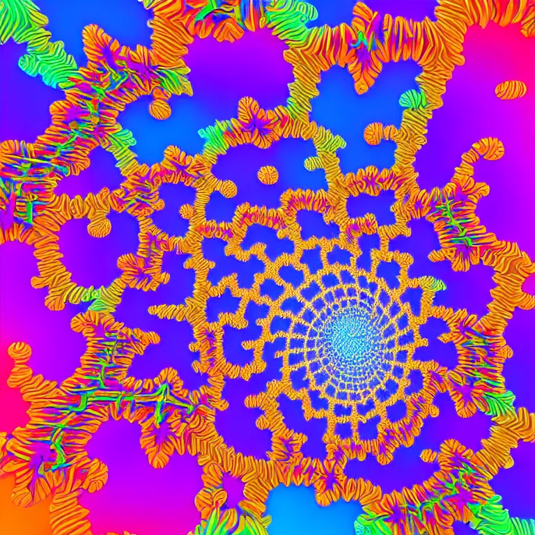 Image similar to symmetrical generative art of a psychedelic sonic fibonacci mandelbulb kaleidoscope isometric voxel 3 d superstructure in vivid colors, perfect symmetry