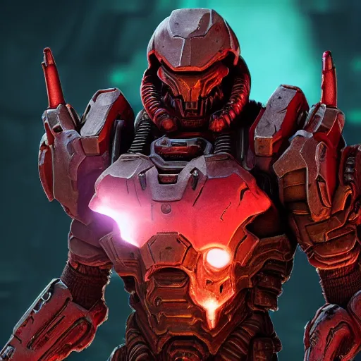 Image similar to doom slayer from doom eternal, photography