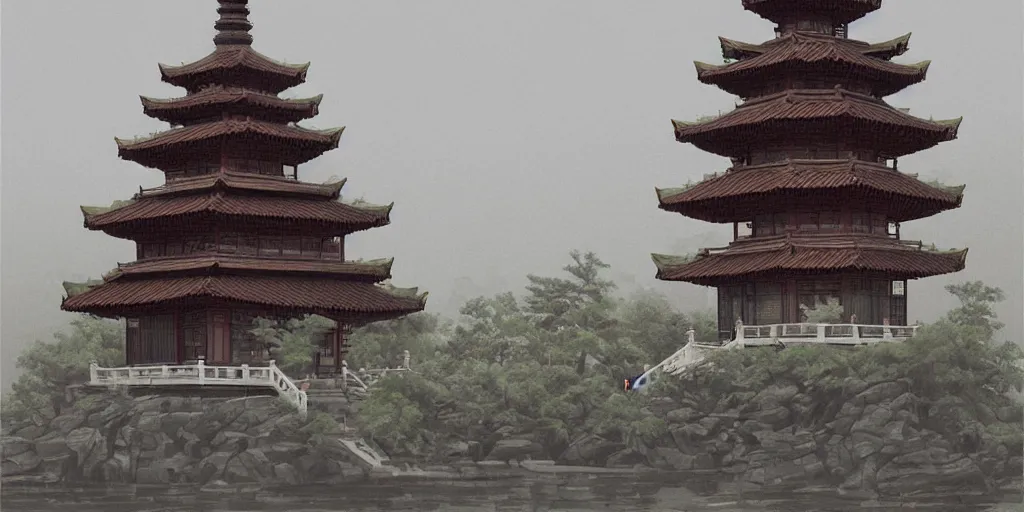 Prompt: pagoda, by zhang zeduan