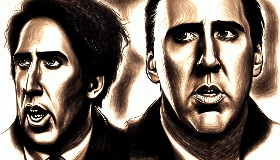 Image similar to giant nicholas cage destroys new york concept art artstation