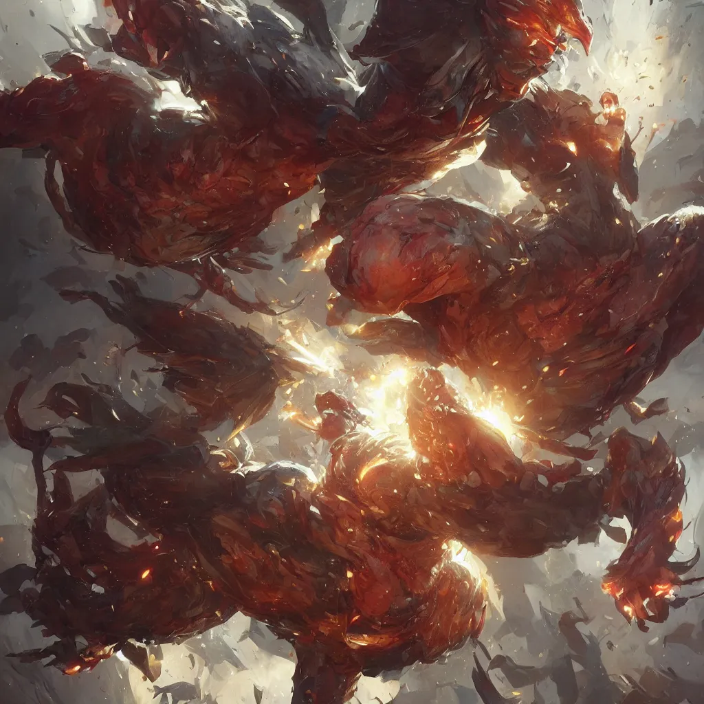 Prompt: super power, chicken, overdetailed art, by greg rutkowski, magic